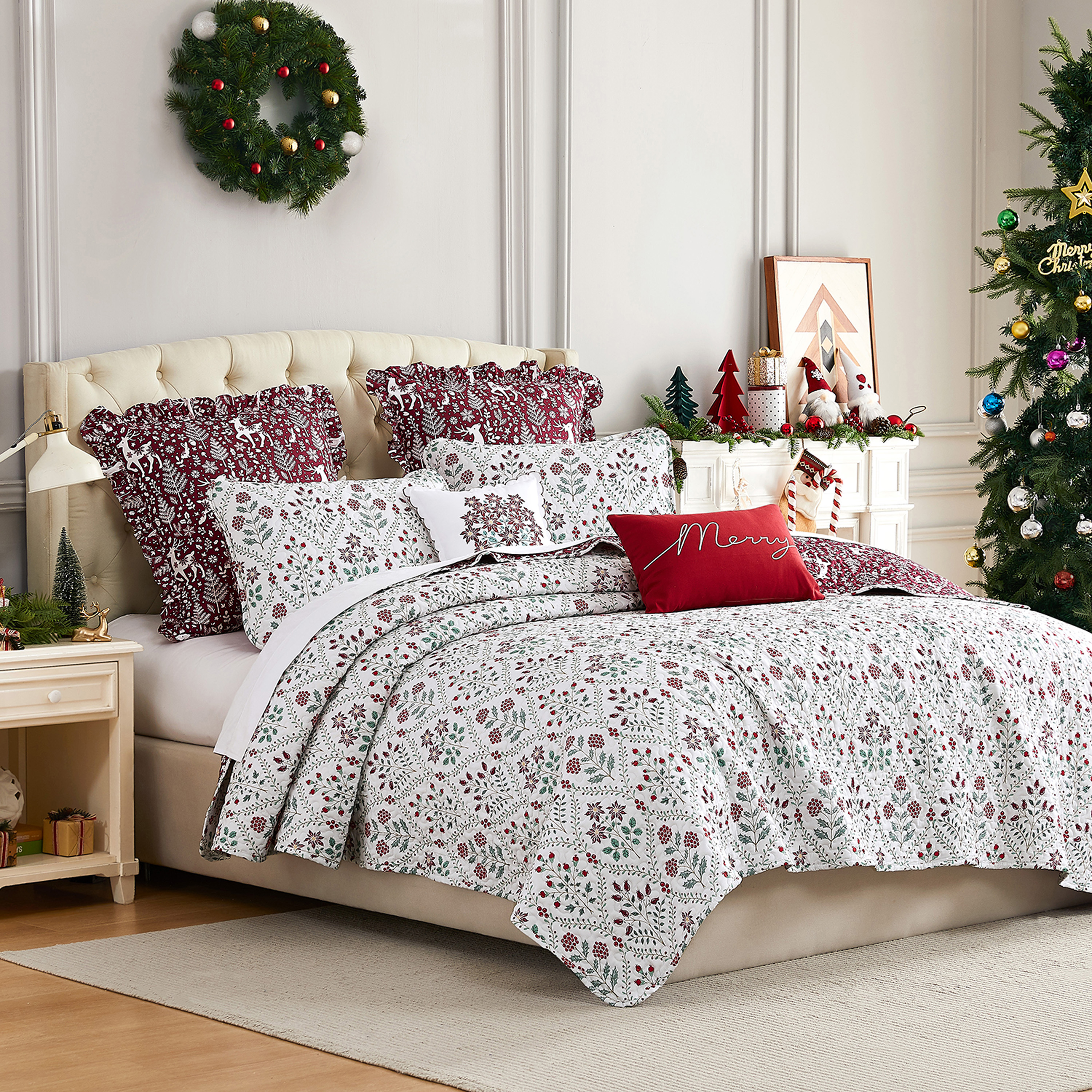 Oversized 7Pc Christmas Quilt Set - Gallery 15