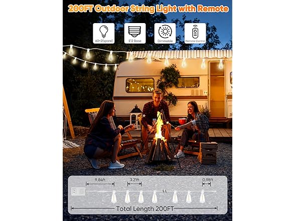 Brightever White Outdoor String Lights with Remote