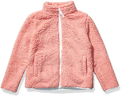 Amazon Essentials Girls' Sherpa Fleece Full-Zip Jacket, Mauve, Large
