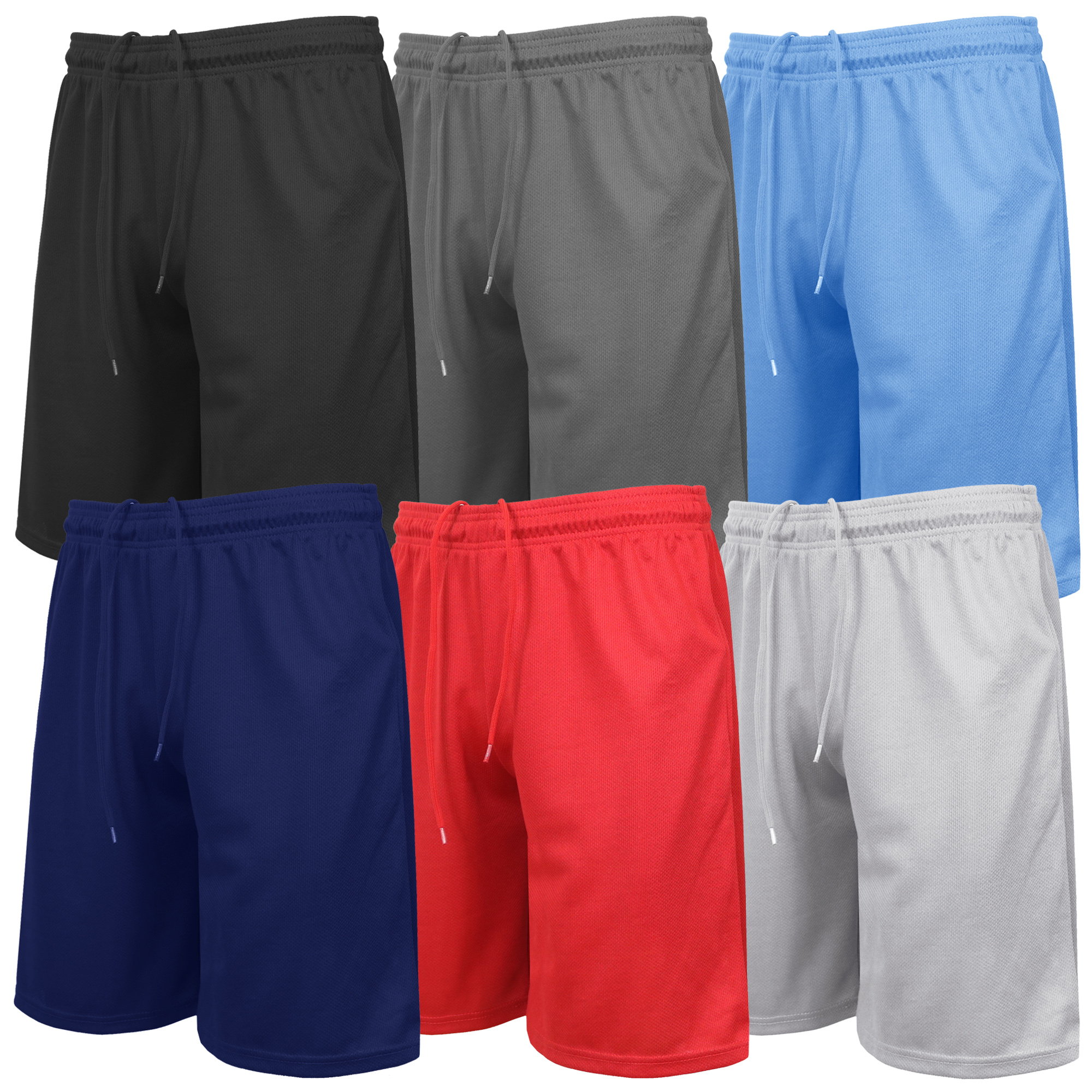 5Pk Mens Moisture Wicking Mesh Shorts - Gallery 6