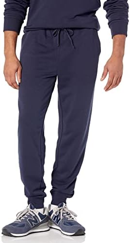 Amazon Essentials Men's Jogger Pants, Casual Relaxed Fit, Lightweight French Terry, Navy Loungewear, Tall, Small