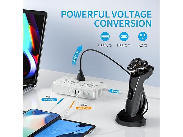 Kruuue 220v to 110v Voltage Converter Powerstrip