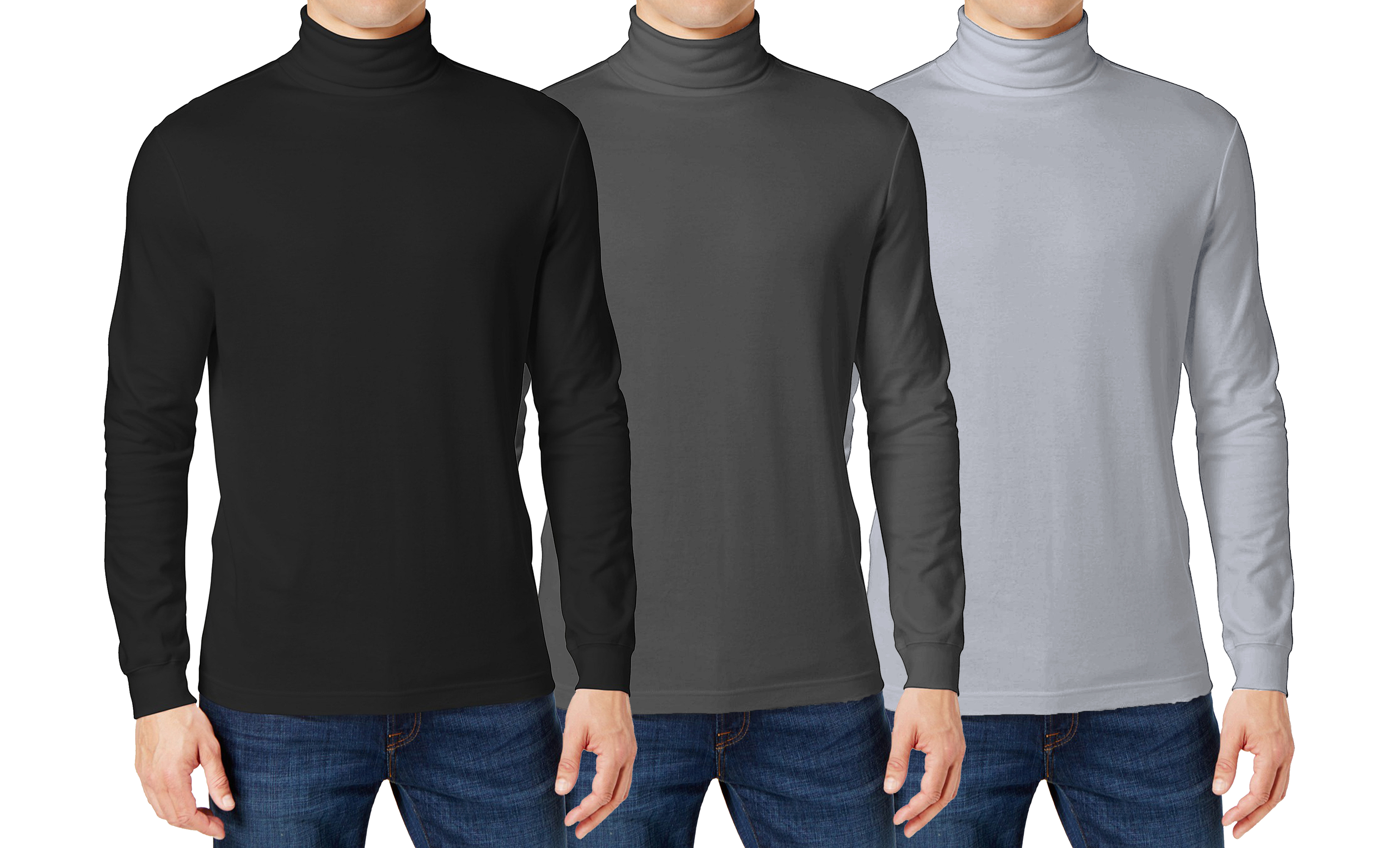 Mens 3PK L/S Turtle Neck Shirts - Gallery 8