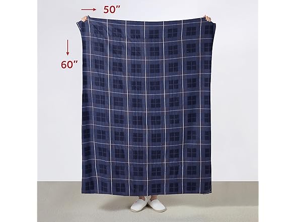 Sunbeam Royal Blue Plaid Heated Blanket