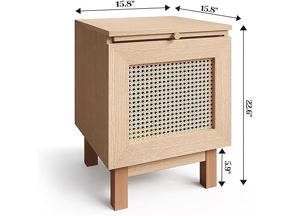 Rattan Nightstand w/Charging Station
