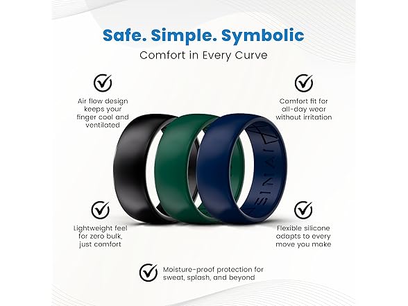 Sinai Waves Silicone Rings Black (9.5)