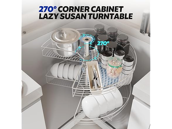 Dollate Kitchen Corner Cabinet Rotating Basket 28" 270° 
