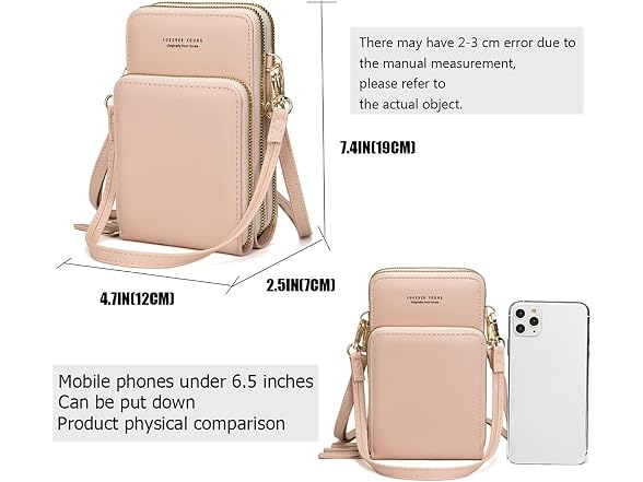 myfriday Touch Screen Crossbody Phone Purse for Women Rfid Blocking Cellphone Shoulder Purse with 2 Adjustable Strap