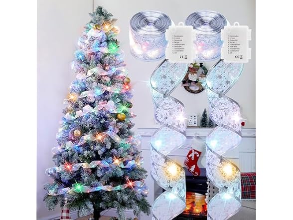 Minetom 2 Pack Christmas Tree Ribbon String Modes,