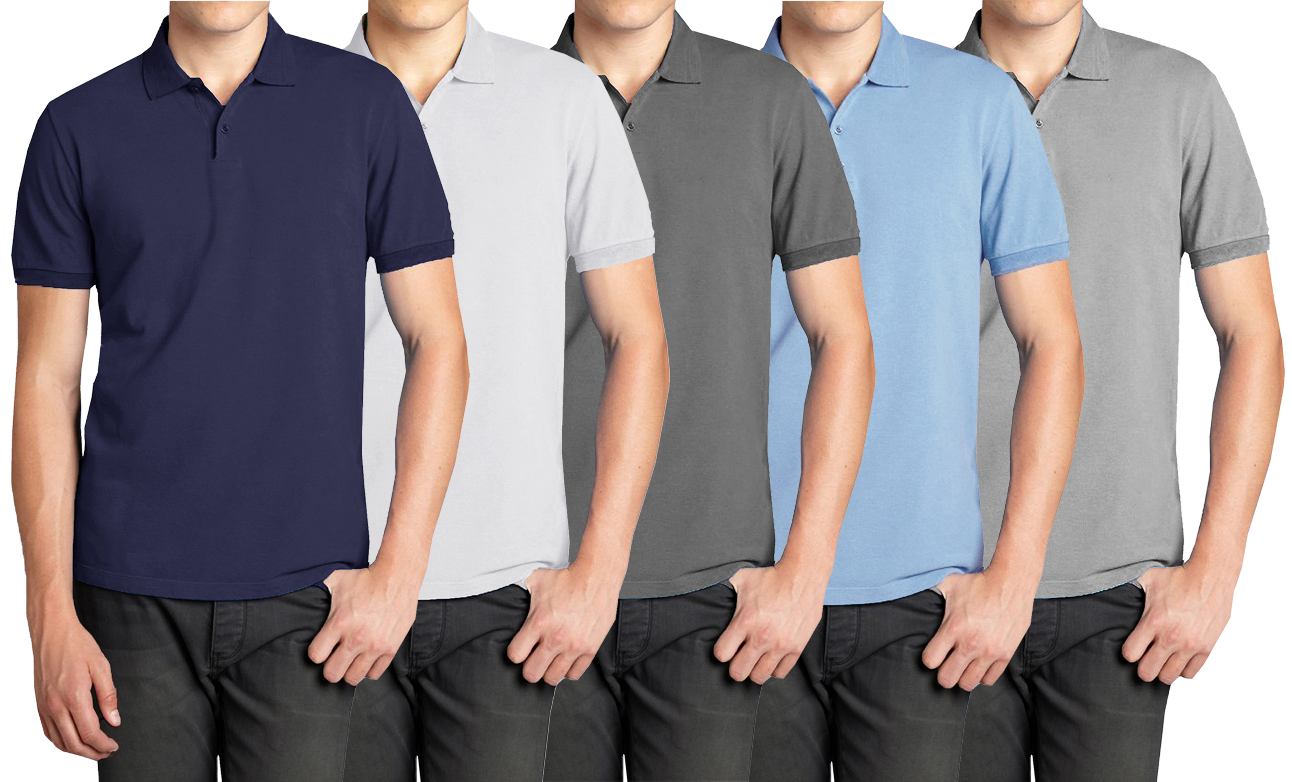 5Pk Men's Classic Polo Golf Shirt - Gallery 12