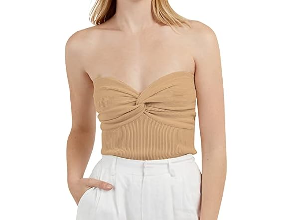 Missactiver Women (M) Twist Front Knit Top Khaki