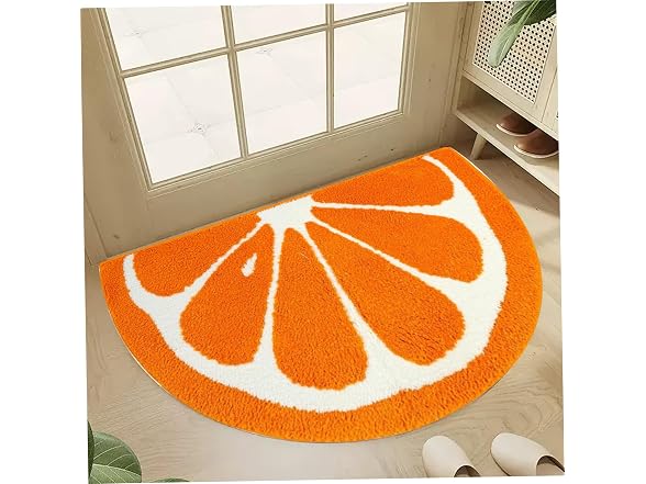 Cute Bath Mat, 31" x 20" Fruit Orange Half Ci