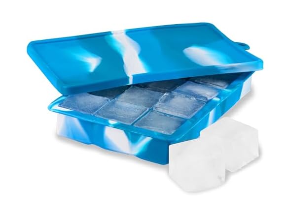 Host Ice Cube Tray with Lid Blue Marble