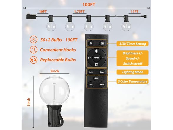 Bosceos Lights for Outside with Remote