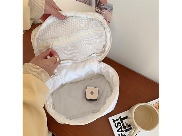 Aesthetic Floral Quilted Cotton Cosmetic Bag