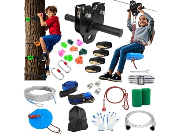 FAHKNS 120FT Zipline for Backyard Kids and Adults: 400LBS Capacity