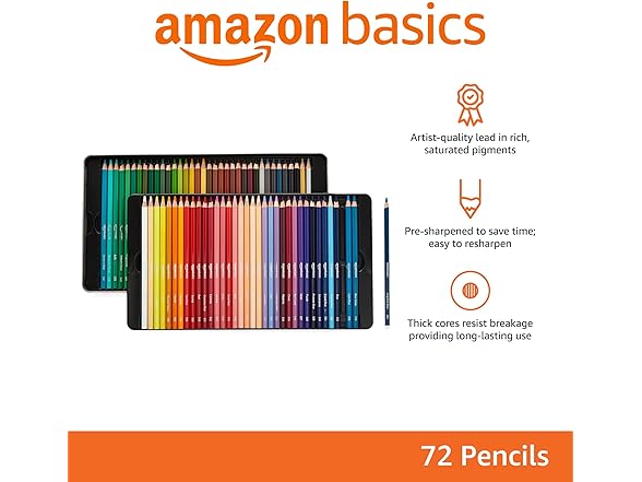 Amazon Basics Premium Colored Pencils, 72ct