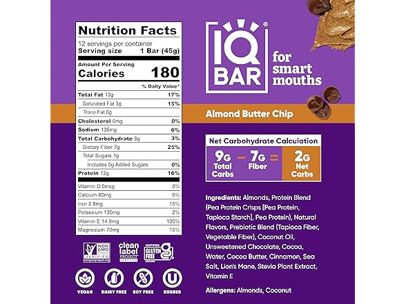 24CT IQBAR Clean Plant Protein Bars- Your Choice