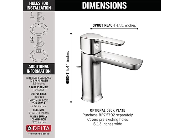 Delta Modern Single Hole Bathroom Faucet