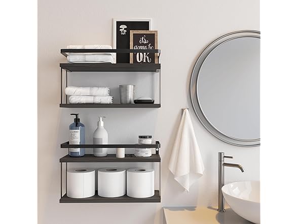 2 Tier Rustic Farmhouse Wood Shelves