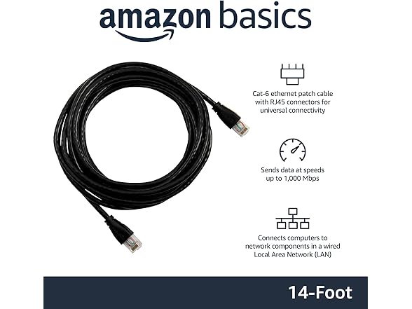 Amazon Basics 14-ft RJ45 Cat 6 Cable (10-Pack)