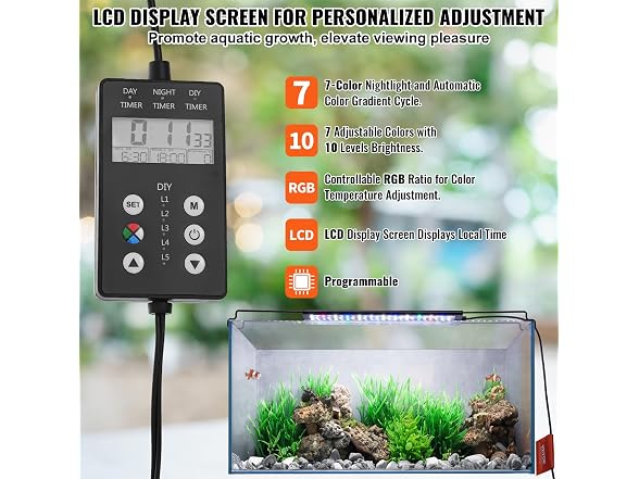 VEVOR Aquarium Light with LCD Monitor