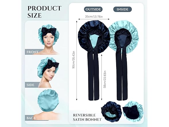Reversible Satin Bonnet for Sleeping Women