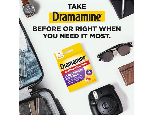 Dramamine Less Drowsy Raspberry Chewable 12ct