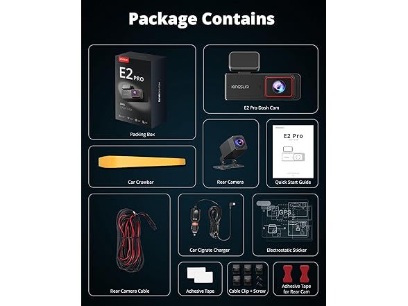 (NEW) Kingslim Front & Rear Wifi Dashcam 2K+1080P