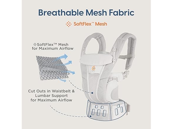 Ergobaby All Carry Positions Breathable Mesh Baby Carrier with Enhanced Lumbar Support & Airflow (7-45 Lb), Omni Breeze, Graphite Grey (Open Box)