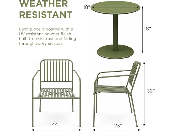 Alpine Corp3-Pc Bistro Set Green