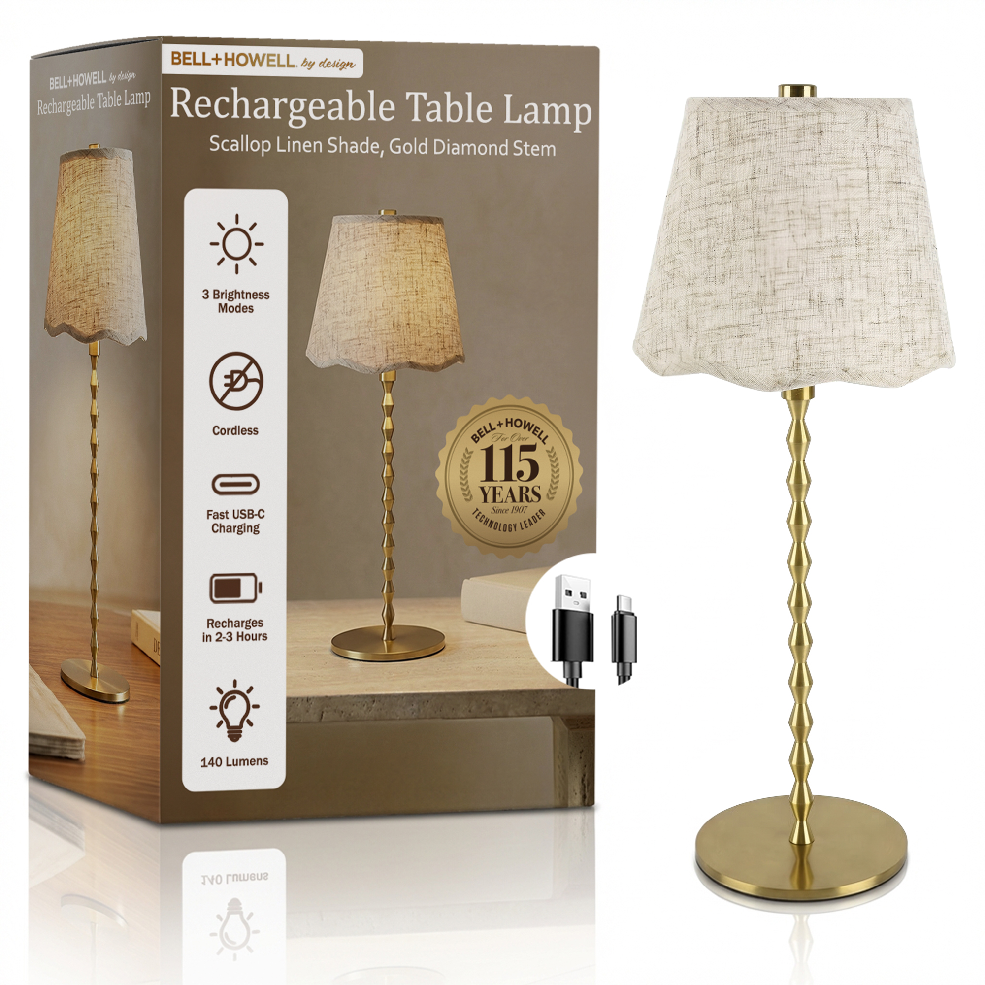 Diamond Stem Scalloped Shade Lamp - Gallery 16