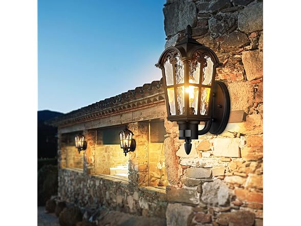 BesLowe Large Motion Sensor Outdoor Wall Light Black