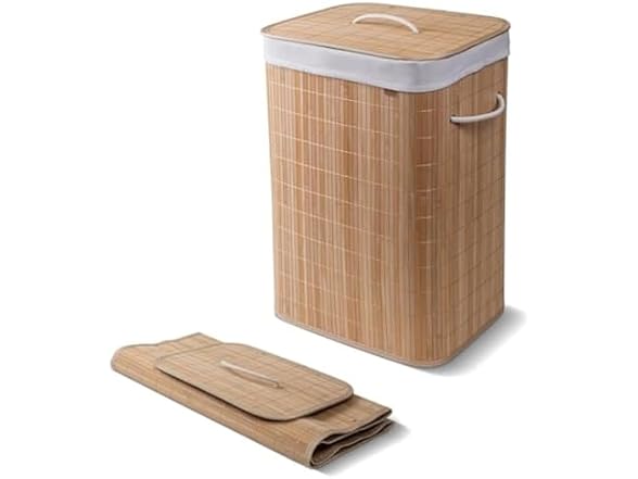 CleverMade Bamboo Laundry Hamper with Lid, 72L