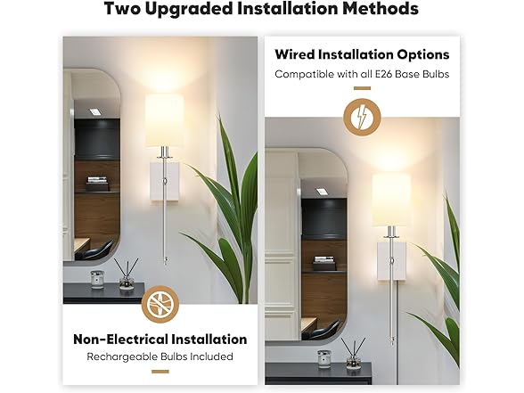 Bosceos Battery Operated Wall Sconces Set of 2