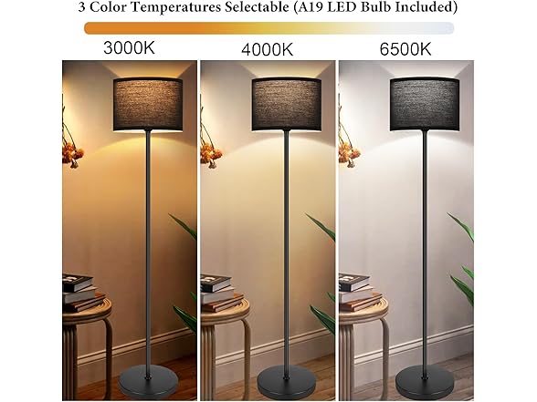 TOBUSA 65’’ Black Floor Lamp with Black Shade