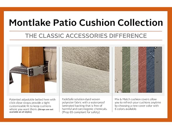 Classic Accessories Montlake Patio Lounge Back Cushion