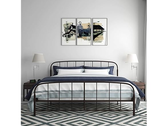 DHP Lafayette Metal Platform King Bed with Rustic Style