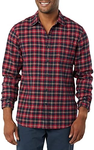 Amazon Essentials Men's Flannel Shirts Long Sleeve Slim-Fit Button Down Plaid