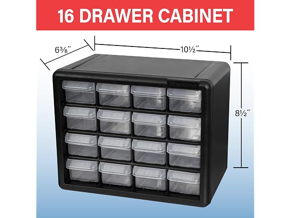 Akro-Mils 16-Drawer Plastic Drawer Storage Cabinet for Gar