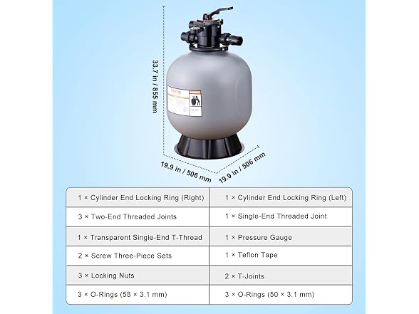 Sand Filter, 22-inch, Up to 55 GPM Flow Rate