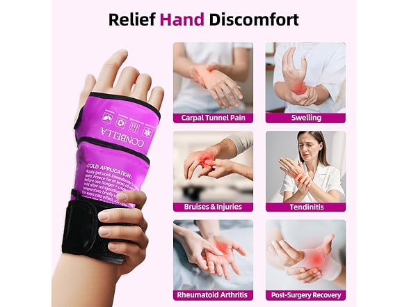Conbella Wrist Ice Pack Wrap Purple