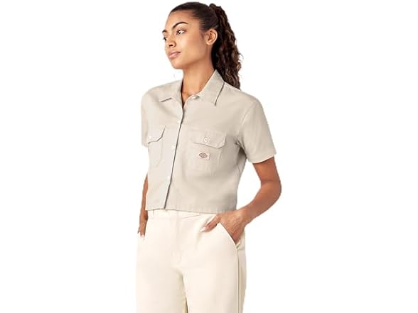 Dickies Women's (XL) WORK SHIRT CROPPED SS W