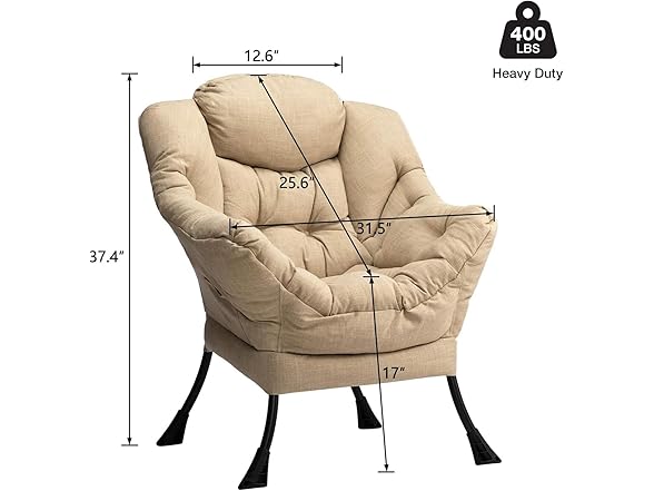 Lazy Chair with Armrest and Side Pocket
