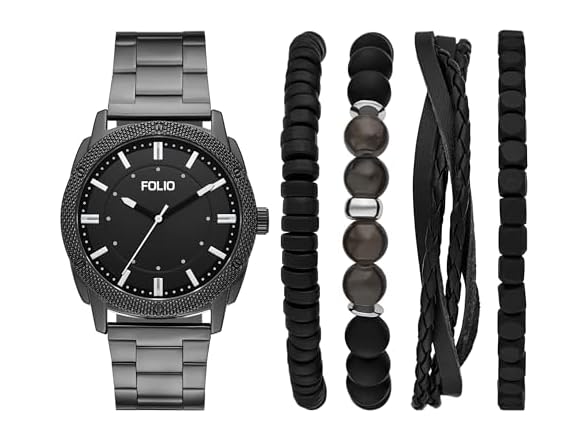 Folio Men's Gunmetal Watch (42mm Black Dial)