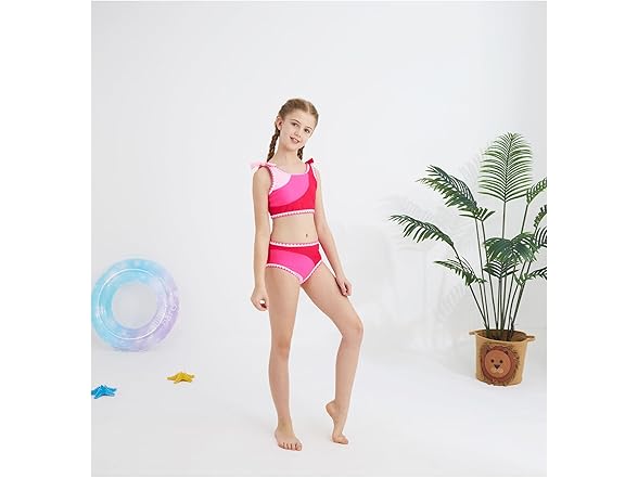 Mestown Girls Two Piece Swimsuits Color Block