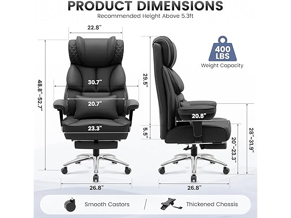 BestGlory Office Desk Chair, Big and Tall Leather Gaming Chair(Open Box)