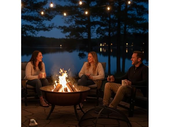 Sunnydaze Round Steel Outdoor Wood-Burning Fire Pit, 32", Copper