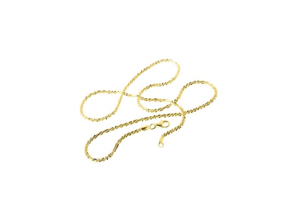 Yeidid Italian Made 18K Gold Plated Sterling Silver 18 Inch Sparkle Roc Chain