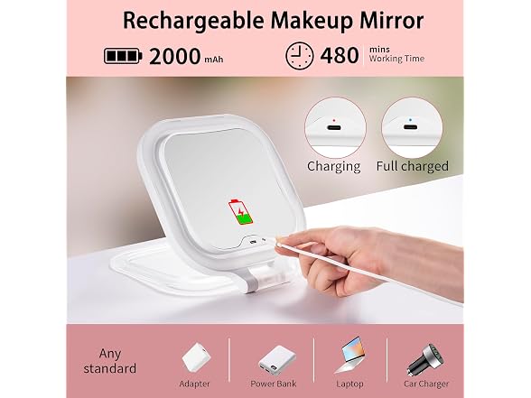 Travel Makeup Mirror with Lights